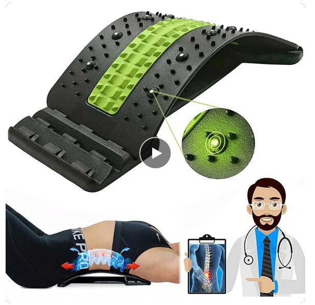 4 Levels Back Acupoint Massager Spine Stretcher Magnetic Therapy Waist Neck Fitness Lumbar Cervical Support Back Pain Relief.