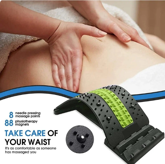 4 Levels Back Acupoint Massager Spine Stretcher Magnetic Therapy Waist Neck Fitness Lumbar Cervical Support Back Pain Relief.