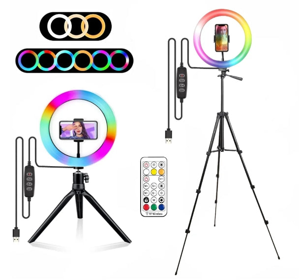 RGB Ring Light Lamp Ring Round With Remote Control For Smartphone Mobile Led Video Light Ring Make YouTube Photographic Lighting.