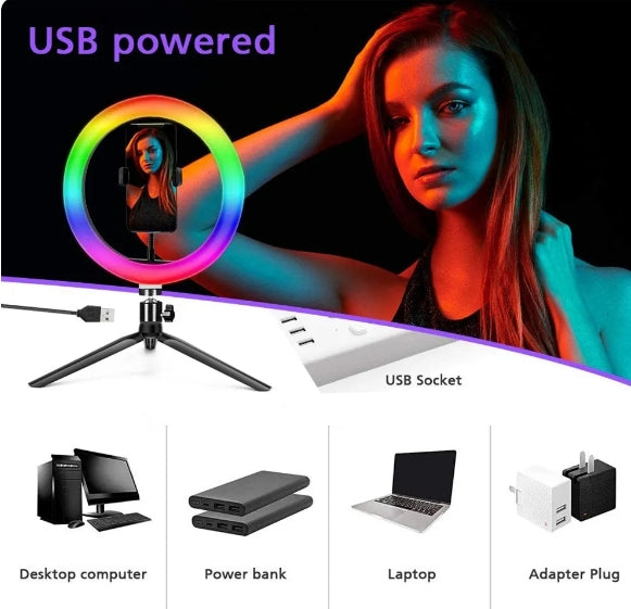 RGB Ring Light Lamp Ring Round With Remote Control For Smartphone Mobile Led Video Light Ring Make YouTube Photographic Lighting.