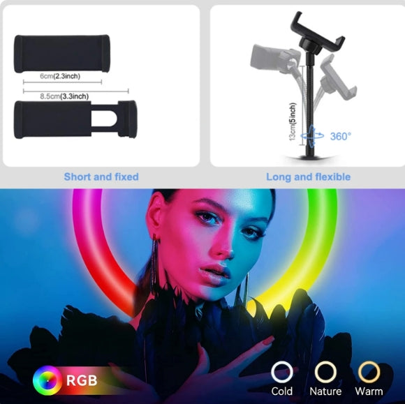 RGB Ring Light Lamp Ring Round With Remote Control For Smartphone Mobile Led Video Light Ring Make YouTube Photographic Lighting.