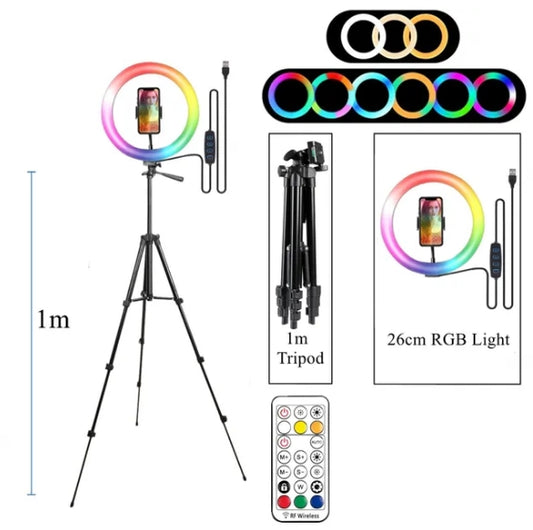 RGB Ring Light Lamp Ring Round With Remote Control For Smartphone Mobile Led Video Light Ring Make YouTube Photographic Lighting.